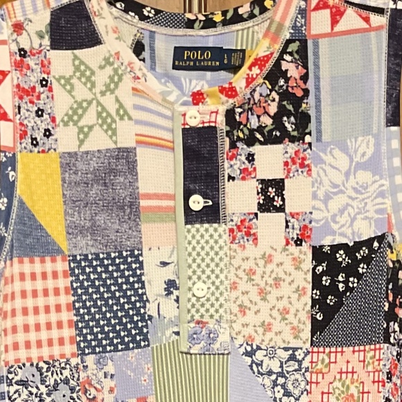 NWOT Polo Ralph Lauren Cotton Patchwork Sleveles Dress Size US L - Picture 5 of 9